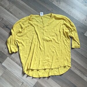 Sunny Yellow V-Neck Long Sleeve Top